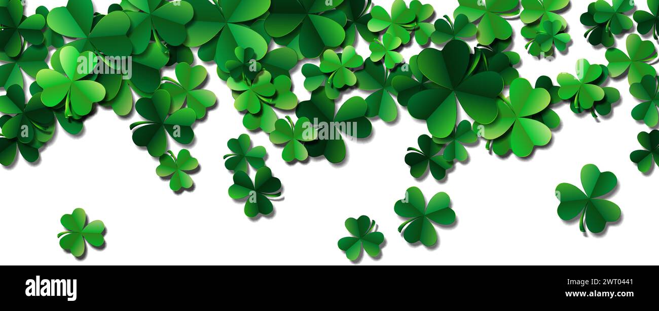 Saint Patricks day background with sprayed green clover leaves o Stock ...