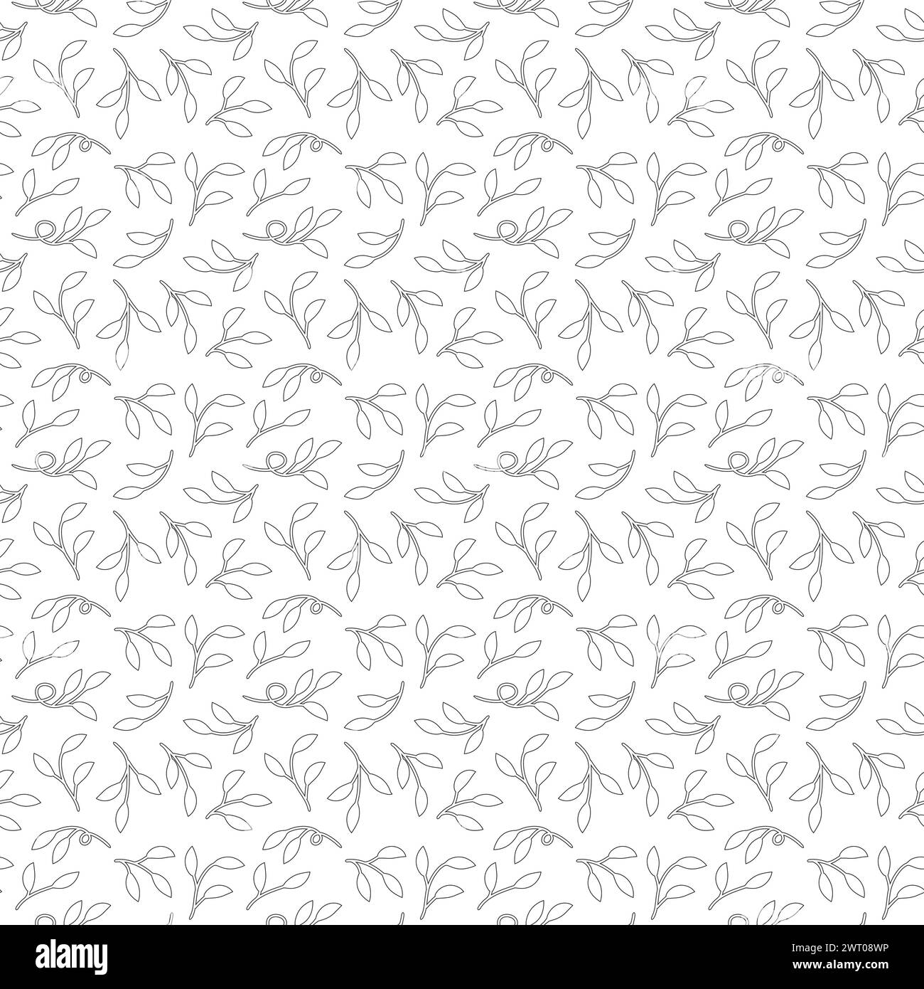 Modern vine leaves black and white line art lace seamless pattern ...