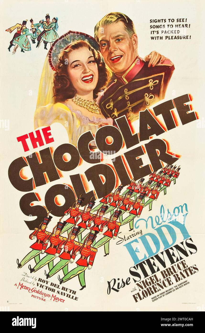 Vintage film poster for The Chocolate Soldier (MGM, 1941) Starring Nelson Eddy, Rise Stevens - Musical Stock Photo