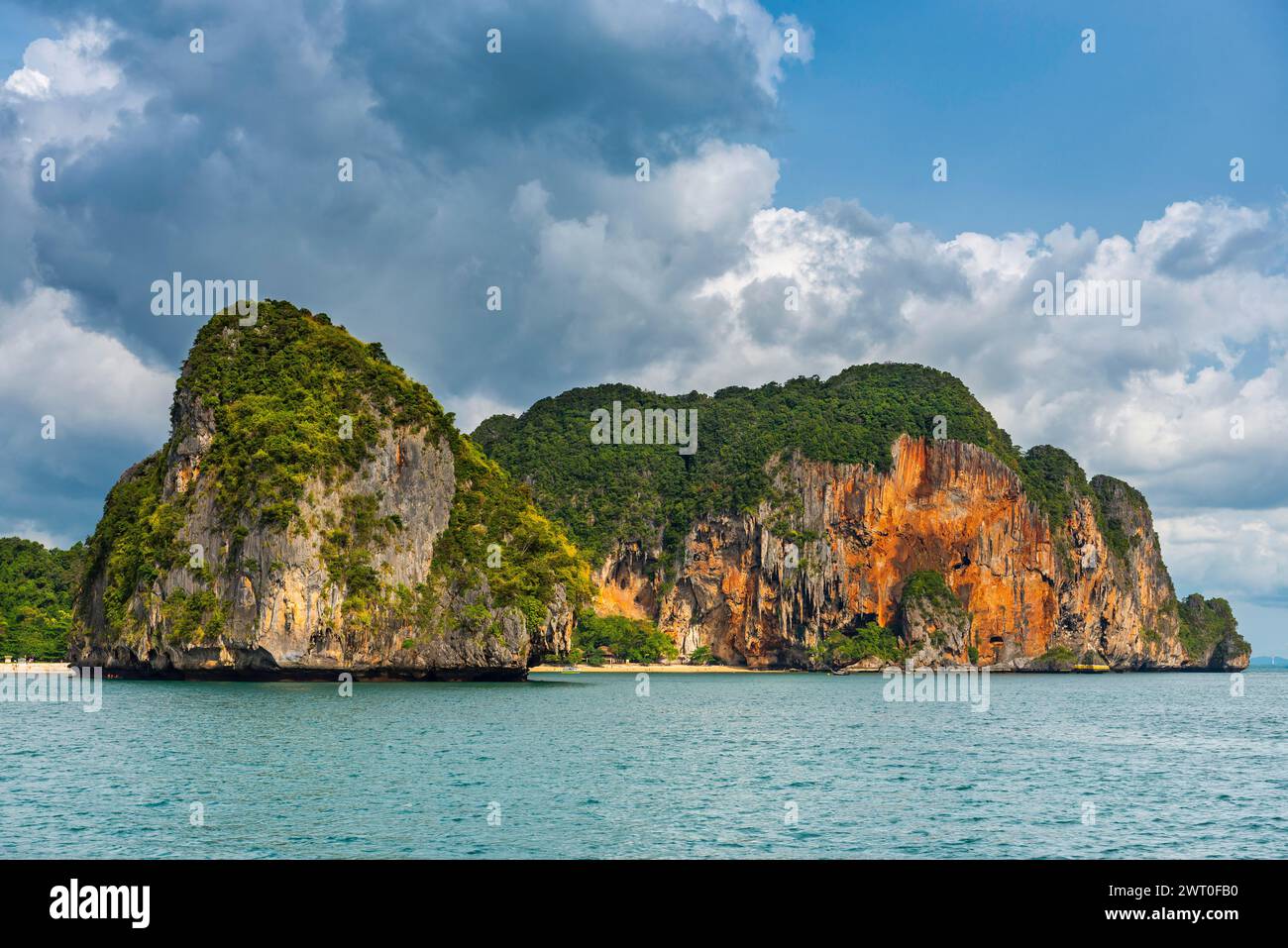Island landscape near Krabi, stormy sky, thunderstorm, cloudy, weather, sky, storm clouds, nature, force of nature, sea, ocean, island, seascape Stock Photo