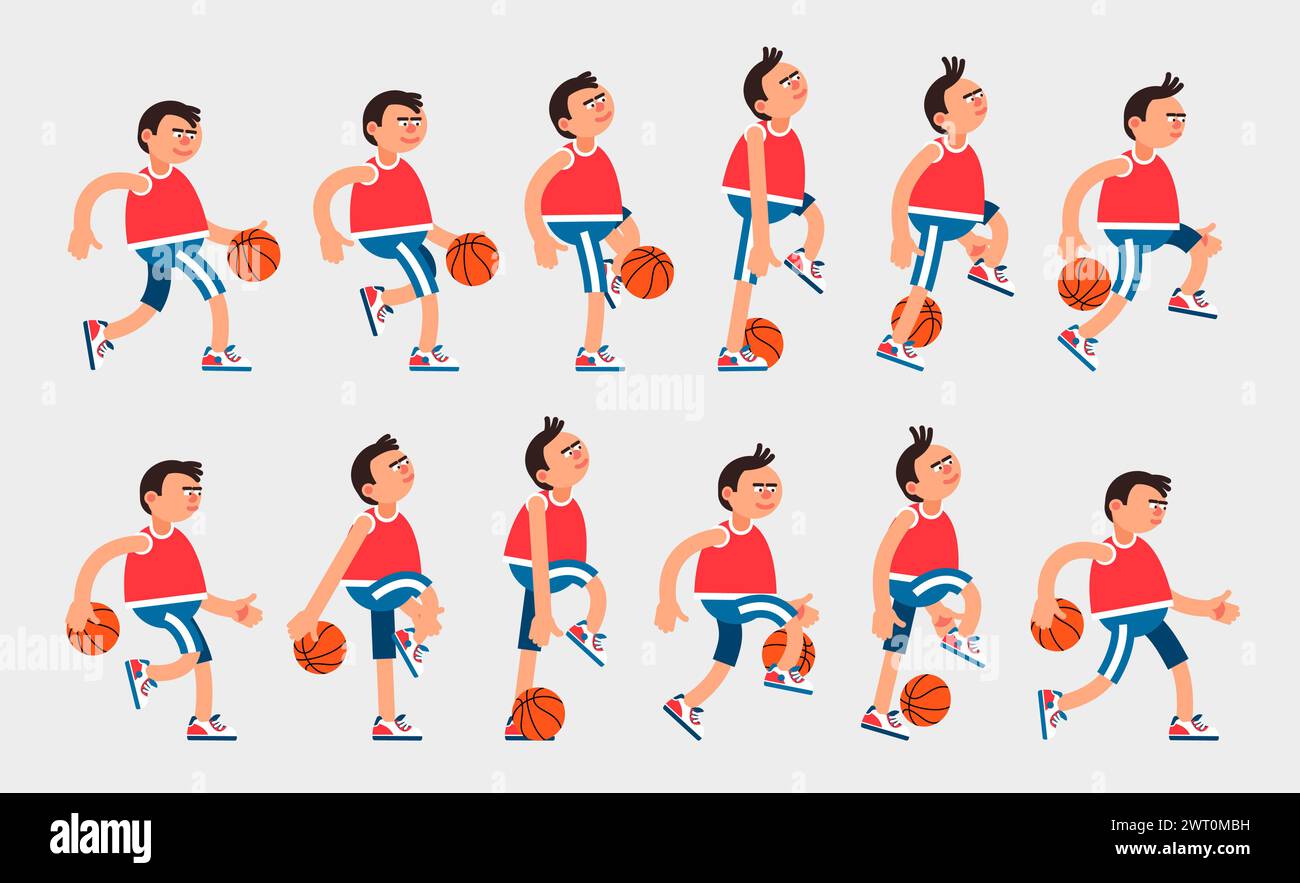 Basketball Player Walking With Dribble Sequence Stock Vector