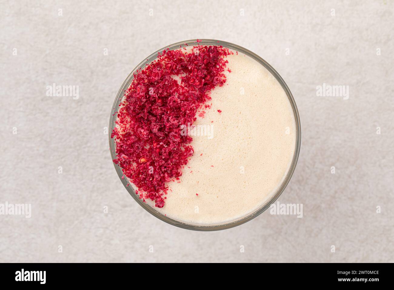 Glass of raf coffee with dried raspberry Stock Photo
