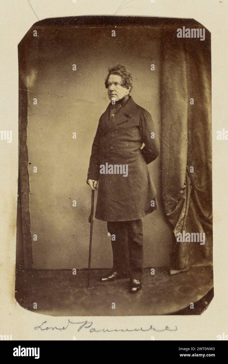 Lord Panmure. Unknown, photographer about 1852–1860 A portrait of Fox Maule-Ramsay, 11th Earl of Dalhousie, previously styled as the Lord Panmure. He is standing with one arm behind his back and one hand on a cane. (Recto, mount) lower center, below image, pencil: 'Lord Panmure'; Stock Photo