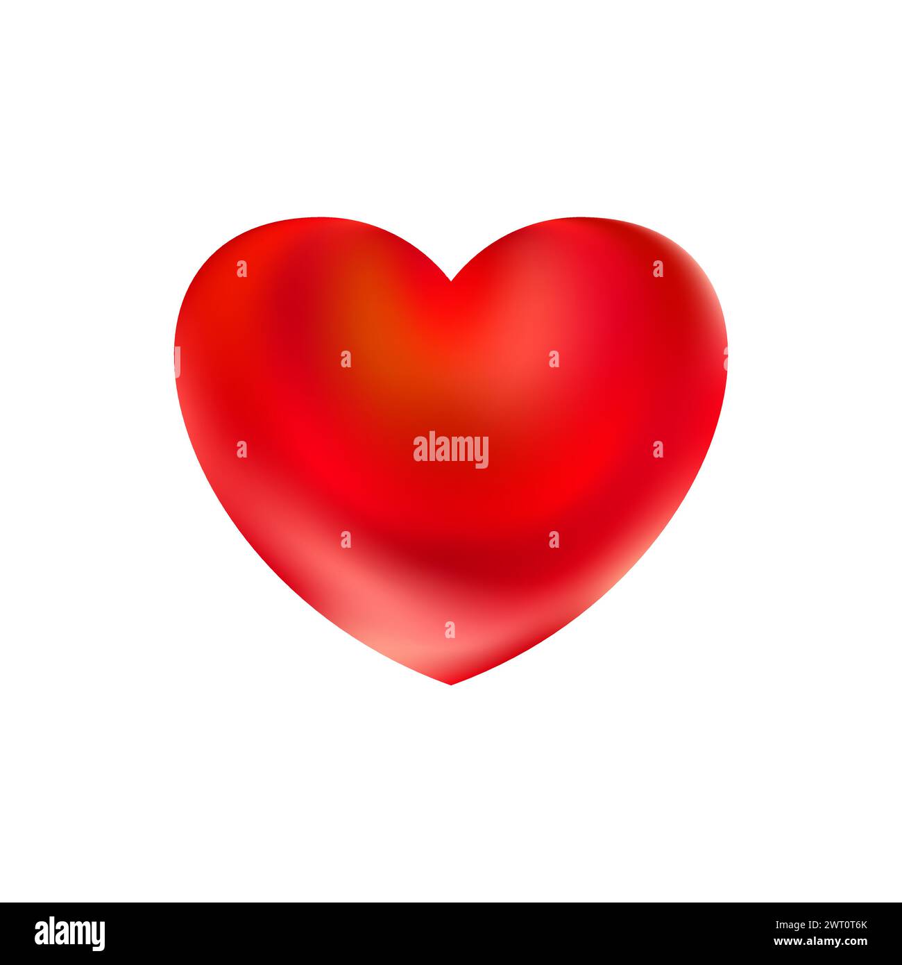 Red realistic heart icon on white background. 3d vector illustration ...