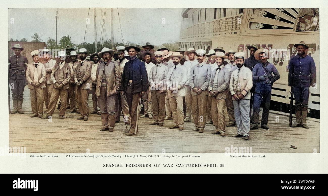 Vintage Picture Spanish Prisoners of War, Spanish–American War, Military History Stock Photo