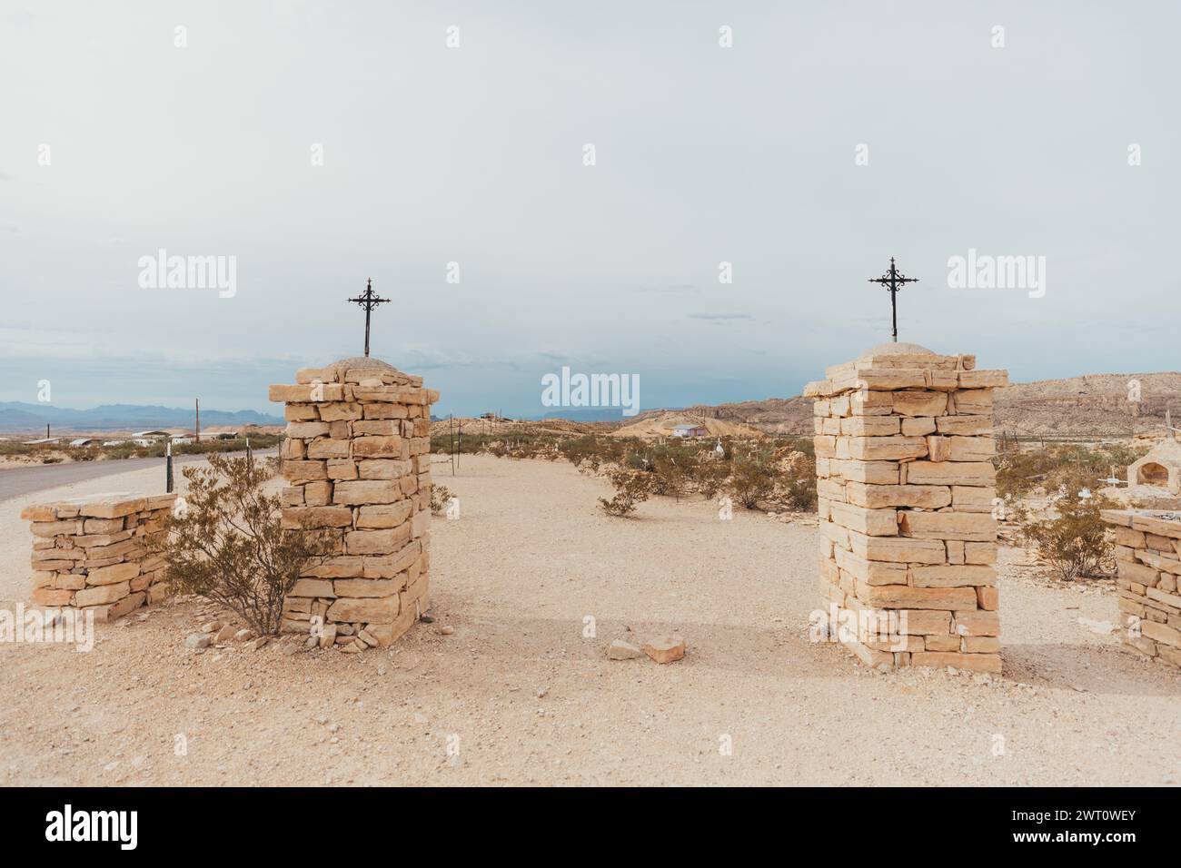 Entrance for the Cemetery in Terlingua Texas Stock Photo