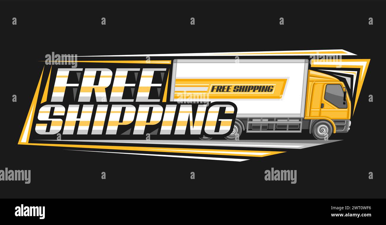 Vector logo for Free Shipping black decorative coupon with line art