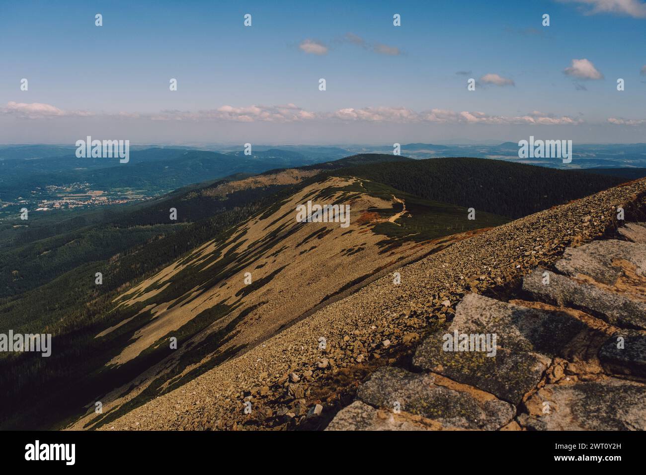 View from the highest peak of Karkonosze-Sniezka Stock Photo