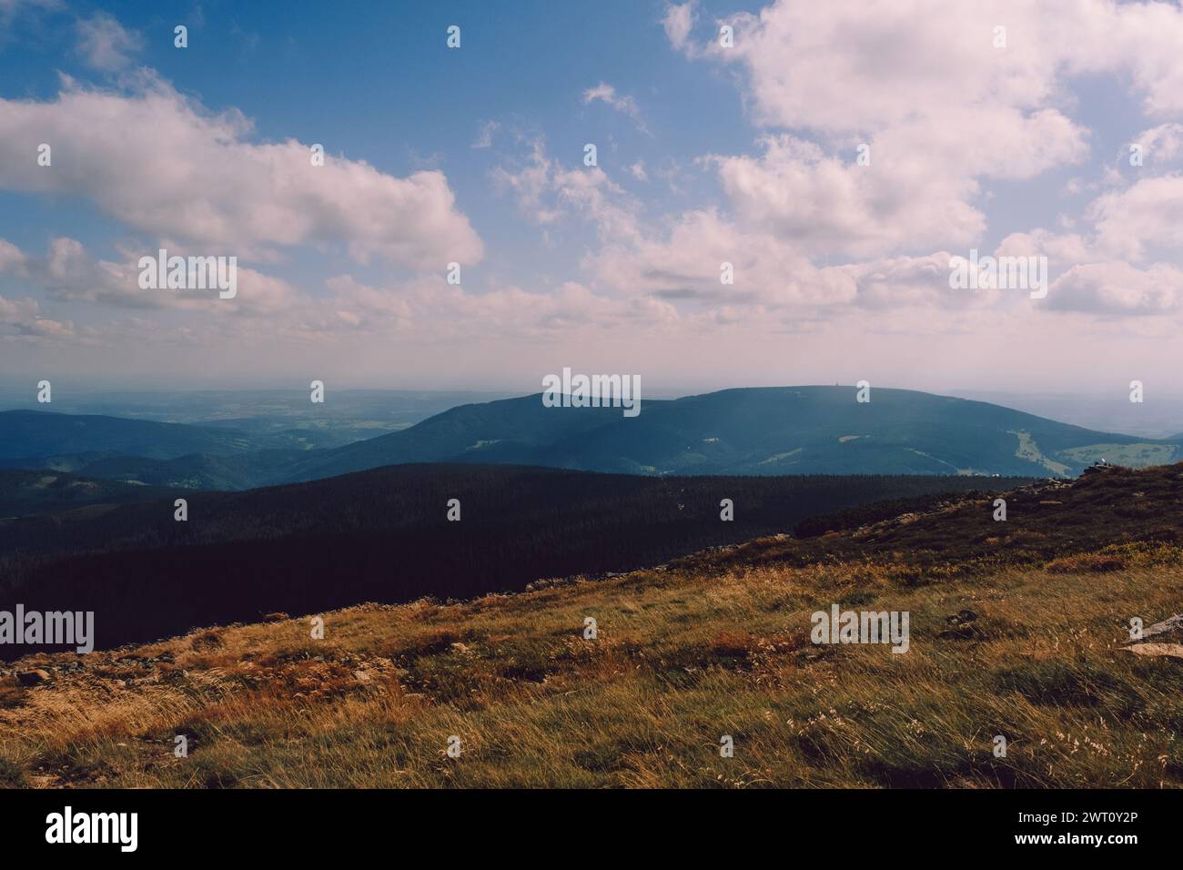 View from the highest peak of Karkonosze-Sniezka Stock Photo