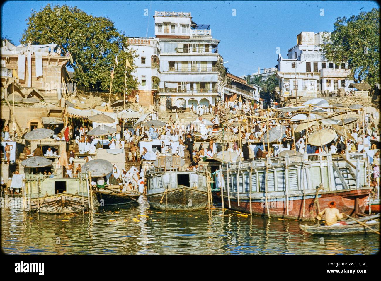 India Vārānasi Ghats on the Ganges River Unpublished image 3. Swaan, Wim. 1968 or earlier Photographic production materials for Cities of Mughul India: Delhi, Agra, Fatehpur Sikri Photographs of architecture were selected and digitized from these materials. Portraits, ethnographic images, and images of museum objects were excluded. Digital images are arranged geographically, first by country, then by city, then by site complex or monument, with all names in alphabetical order. Location names are derived from the Getty Thesaurus of Geographic Names (TGN)®, Library of Congress subject headings, Stock Photo