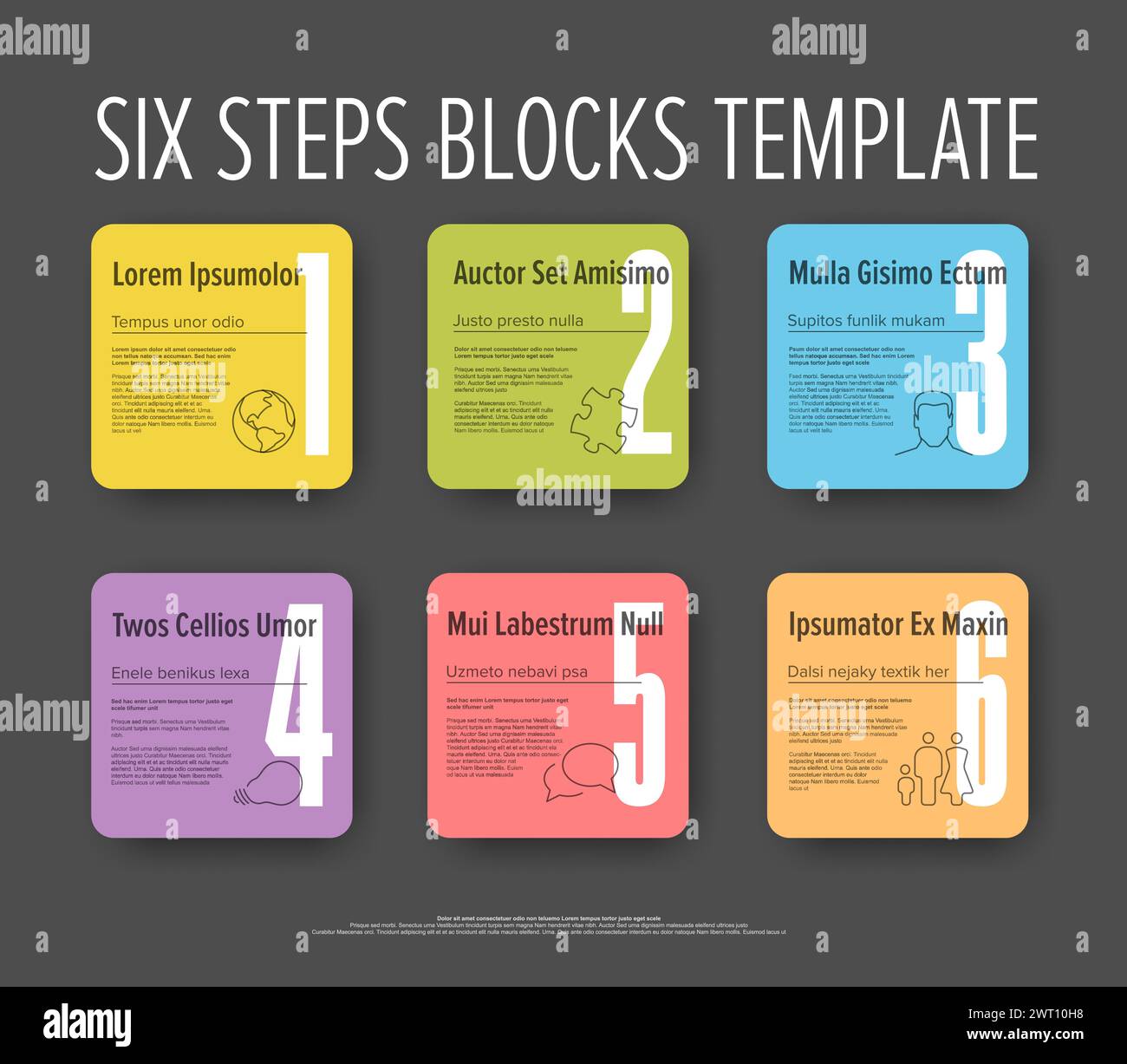 Progress steps template with descriptions icons and big numbers on ...