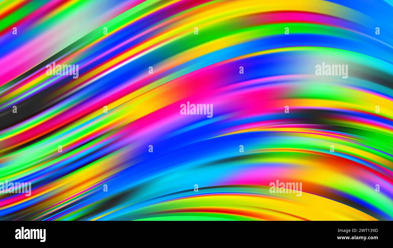 Abstract multicolor liquid flow brushstroke lines. Vibrant gradient swirl wave. Stock Vector