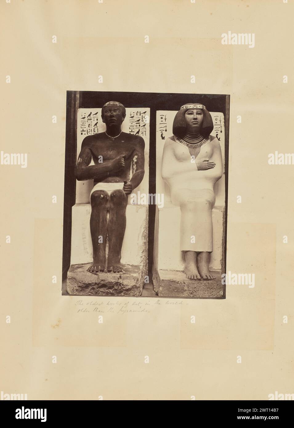 Rahotep and Nofret statues. Possibly Carlo Naya, photographer (Italian