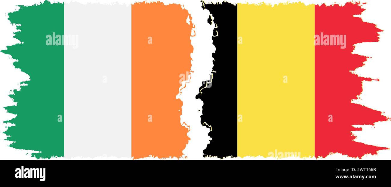 Belgium and Ireland grunge flags connection, vector Stock Vector