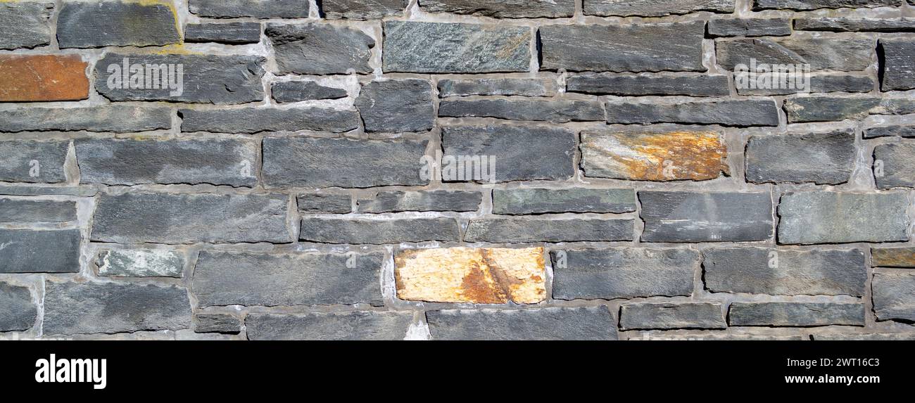 panorama old nature stone brick wall,texture background Stock Photo