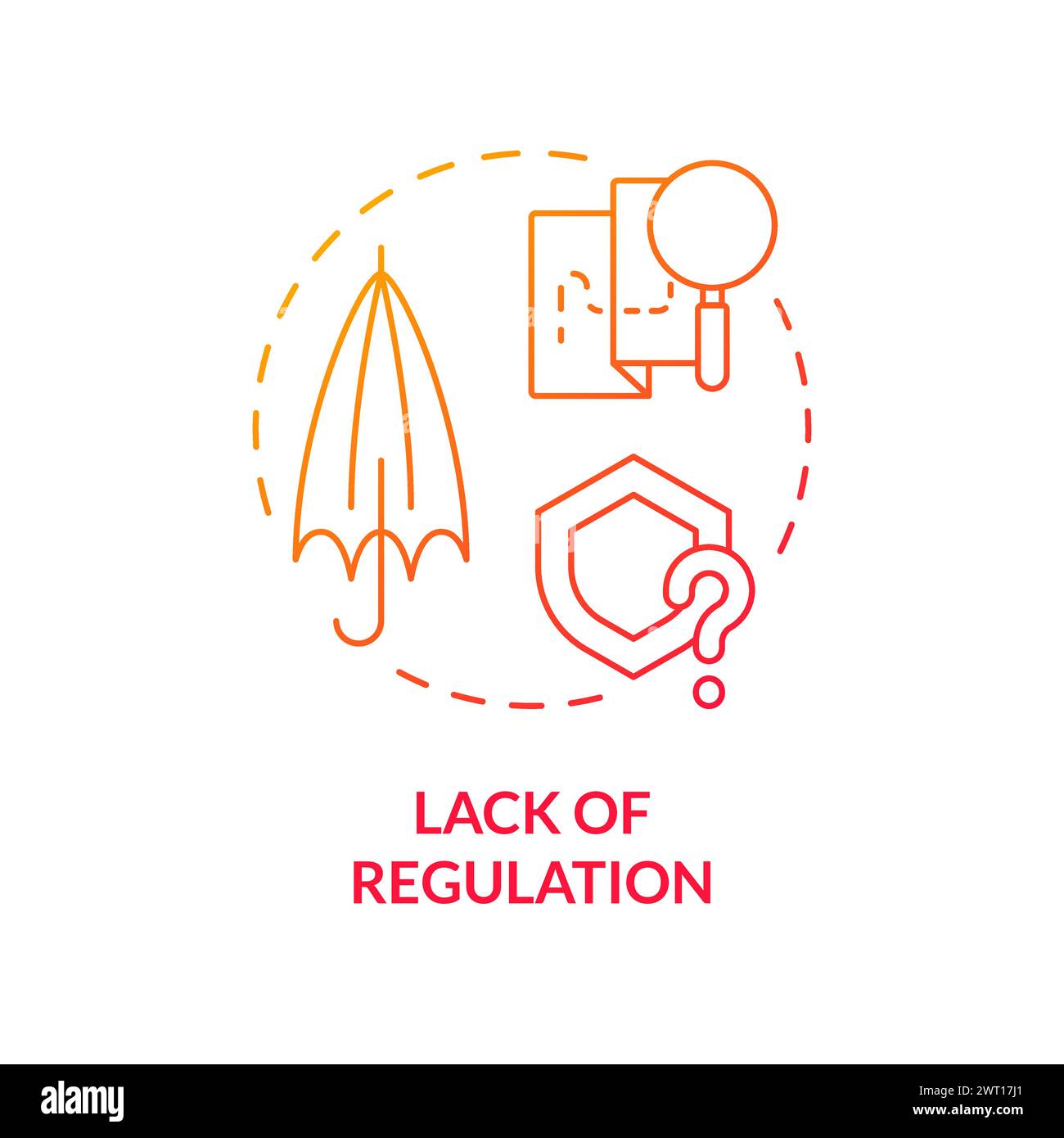 Lack of regulation red gradient concept icon Stock Vector