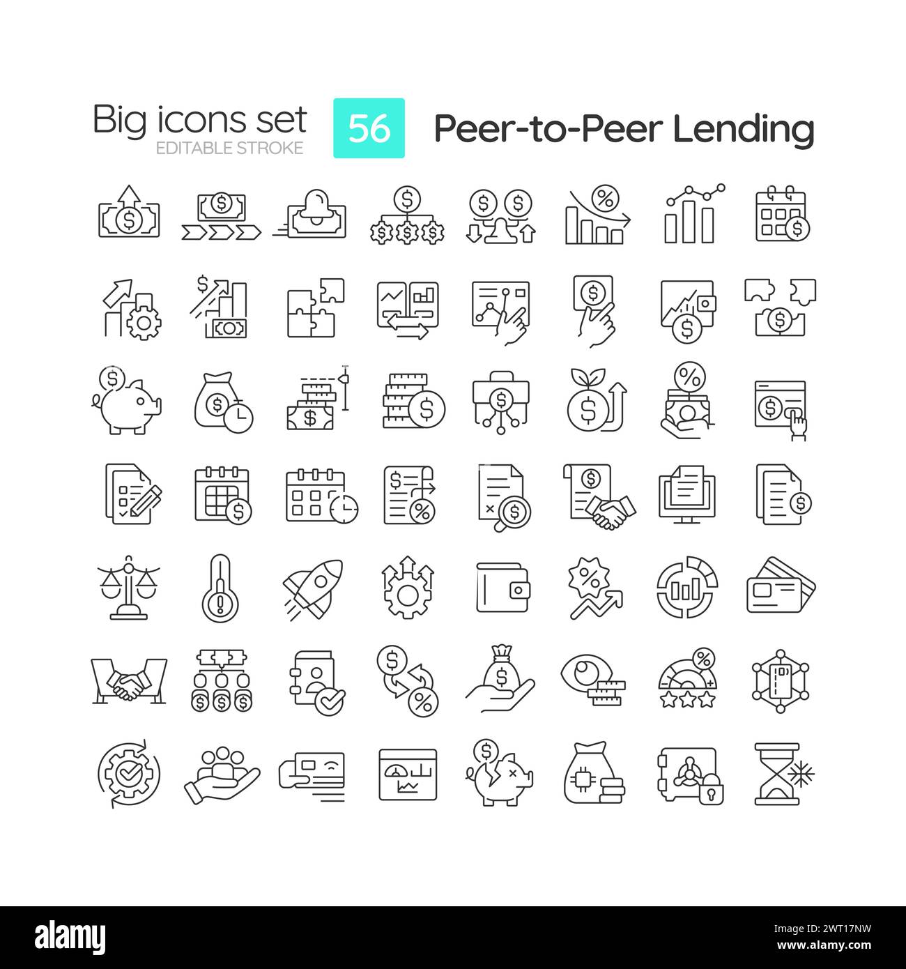 Peertopeer lending linear icons set Stock Vector Image & Art Alamy