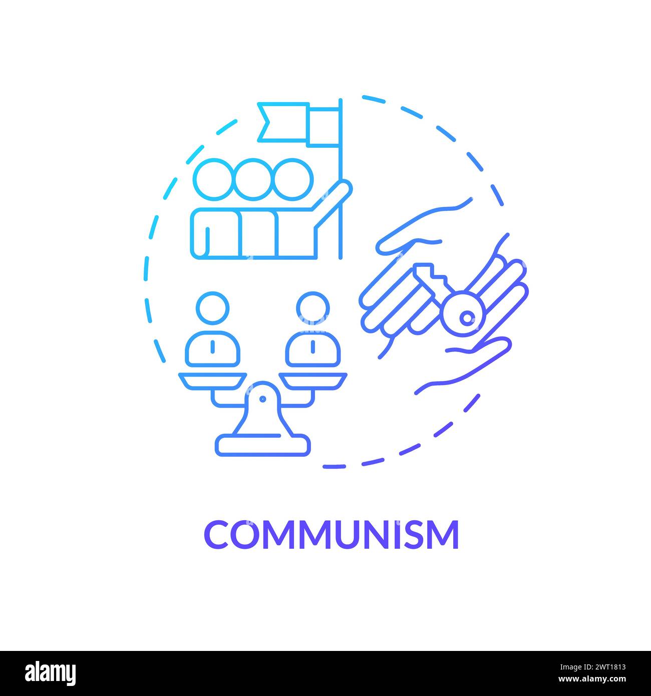 Communism ideology blue gradient concept icon Stock Vector