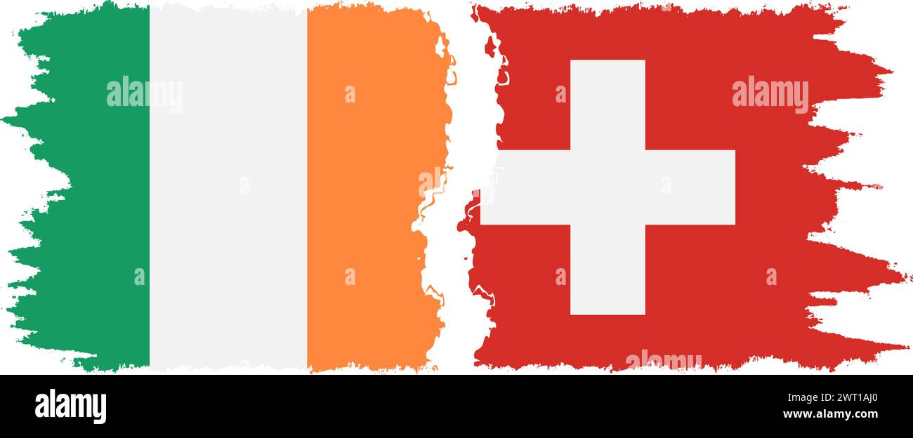 Switzerland and Ireland grunge flags connection, vector Stock Vector