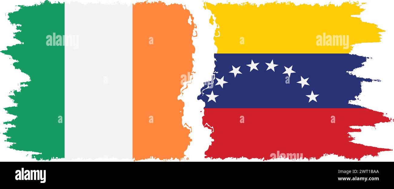 Venezuela and Ireland grunge flags connection, vector Stock Vector