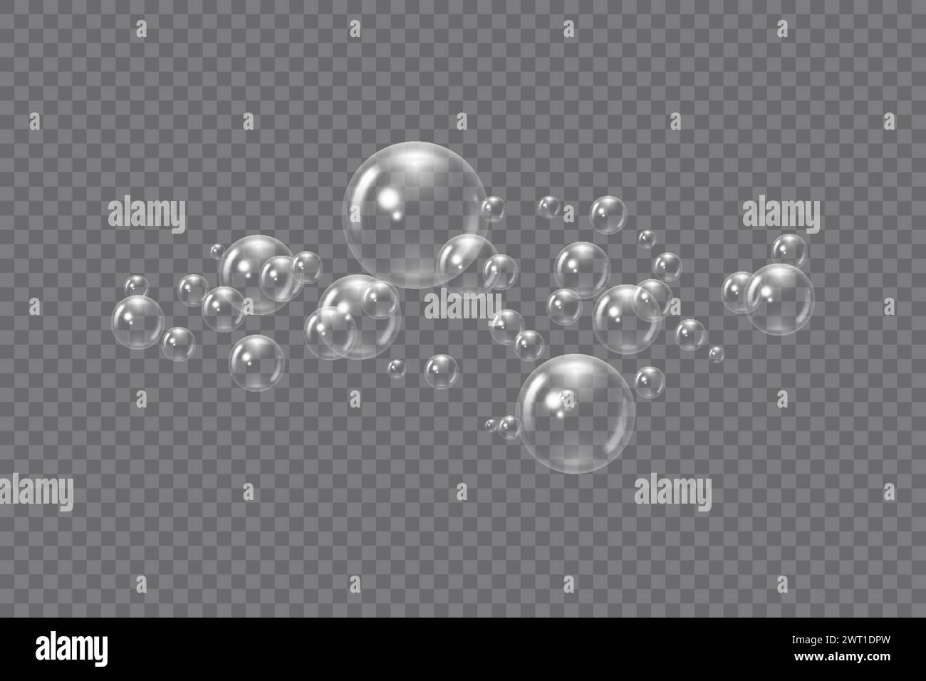 3d Flying transparent Realistic soap bubbles. Vector illustration Stock Vector