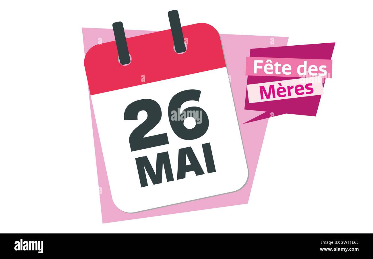 Mothers Day 2024 French 26 May calendar date design Stock Photo Alamy