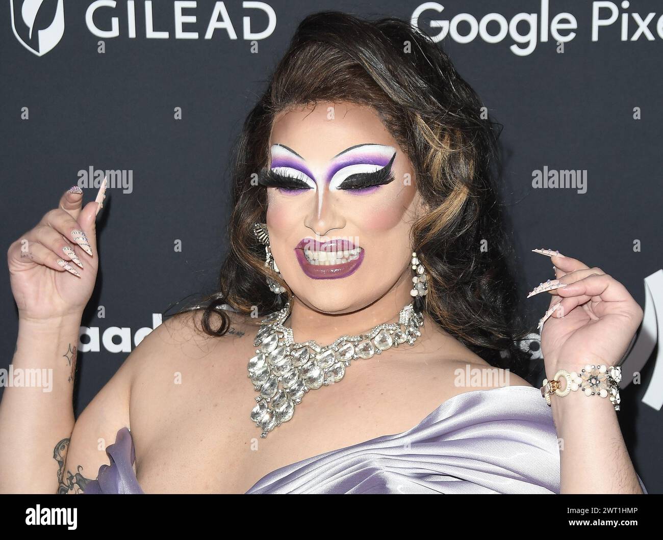 Salina Estitties arrives at the 35th Annual GLAAD Media Awards held at the Beverly Hilton Hotel