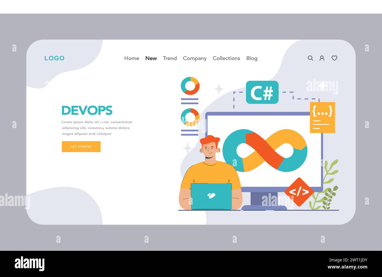 Software development web banner or landing page. Coding, back-end and ...