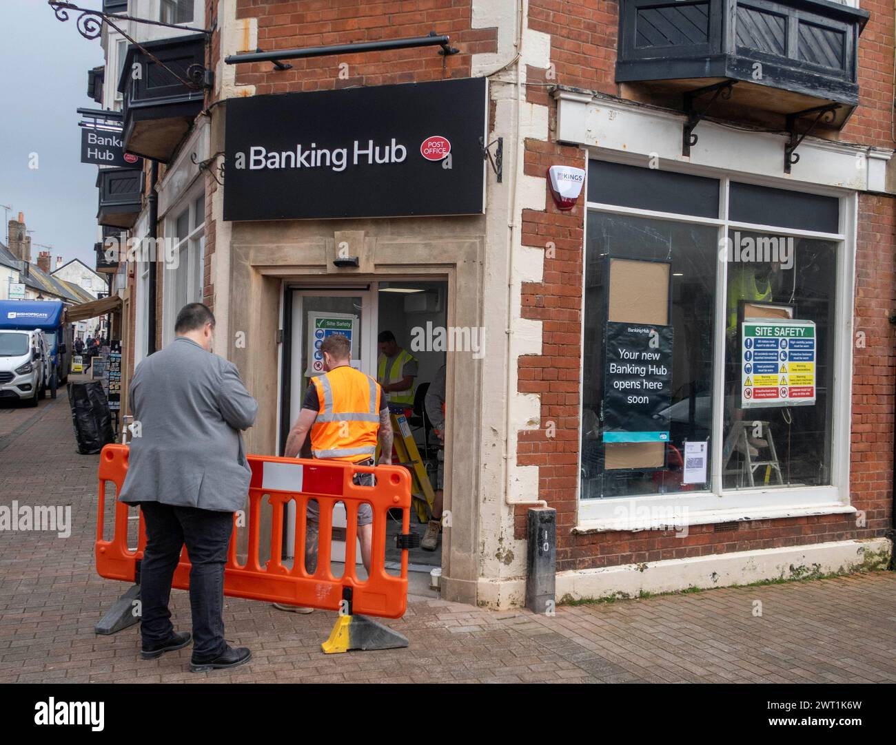A new Post Office banking hub nears completion in Sidmouth, Devon, as High Street banks continue to close in smaller towns Stock Photo
