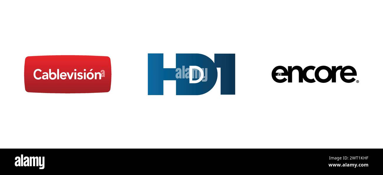 Cablevision, HD1, Encore TV Network. Vector brand logo collection Stock