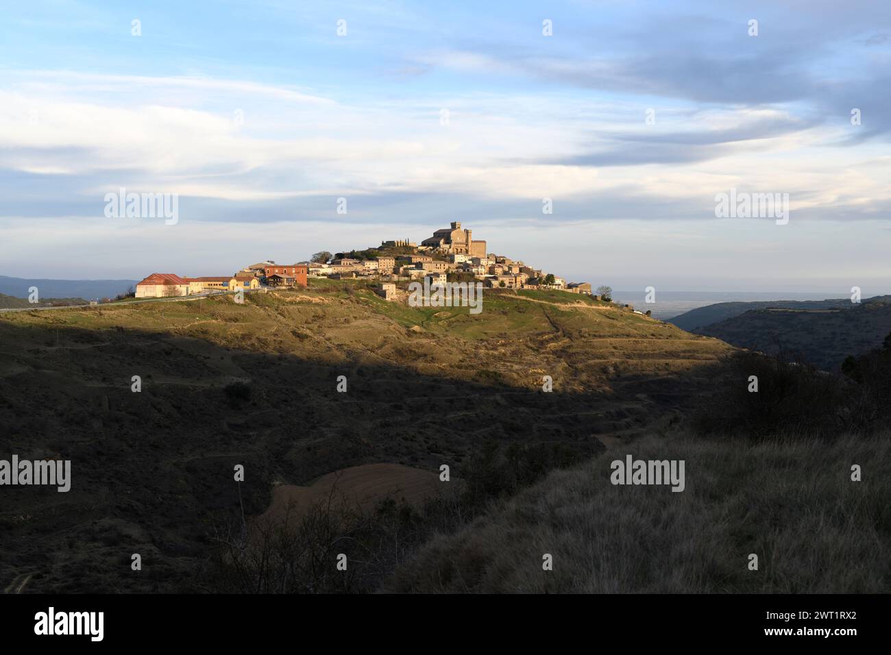 Ujue or Uxue, panoramic view. Tafalla region; Comunidad Foral de Navarra, Spain. Stock Photo