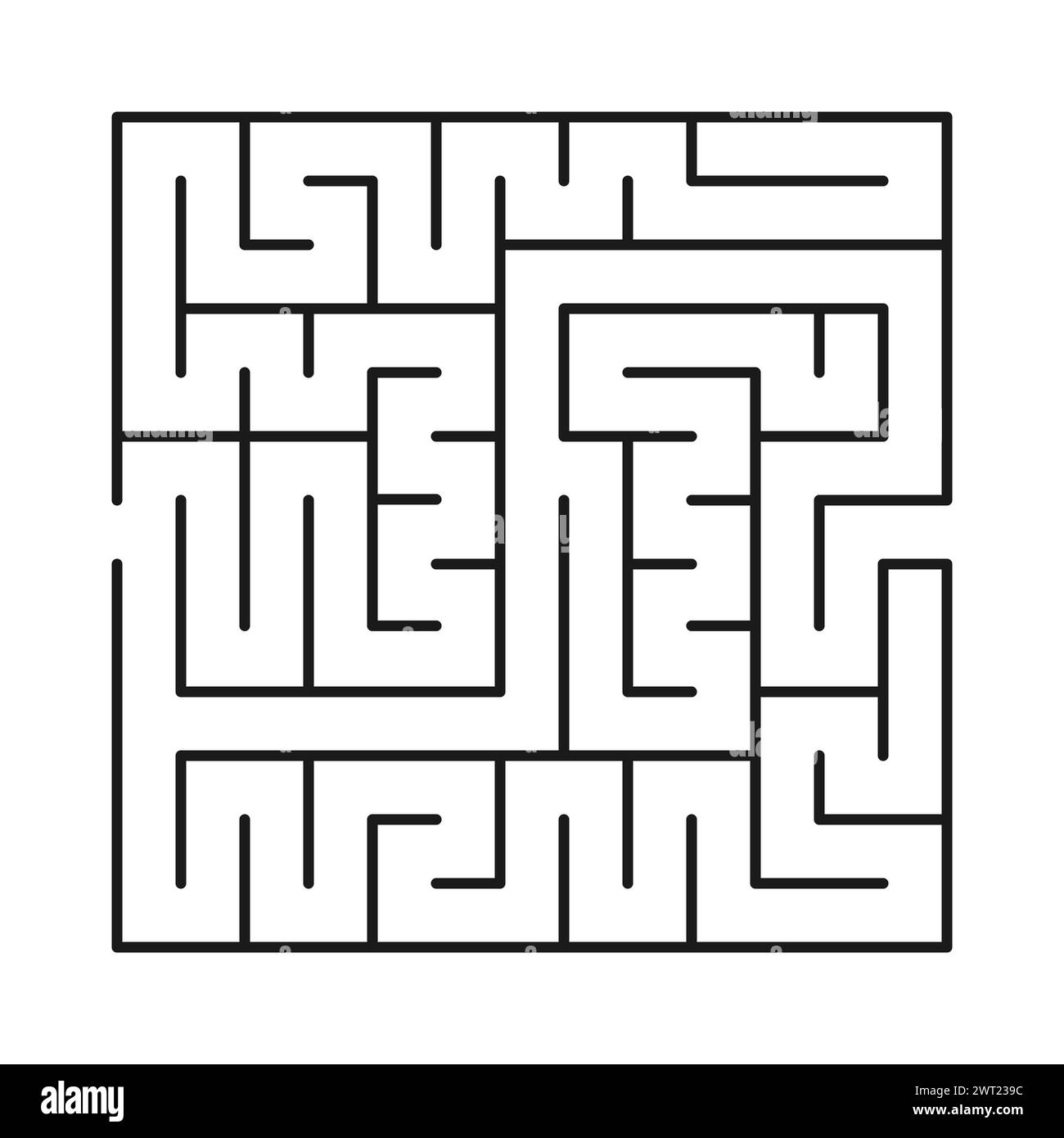 Square labyrinth. Dark abstract maze labyrinth isolated on white background. Game for kids. Vector illustration. Stock Vector