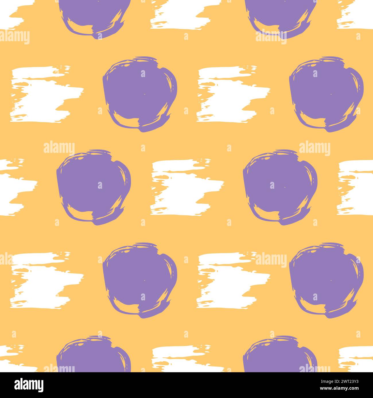 Seamless pattern with hand drawn scribble smear on yellow background. Abstract grunge texture. Vector illustration Stock Vector