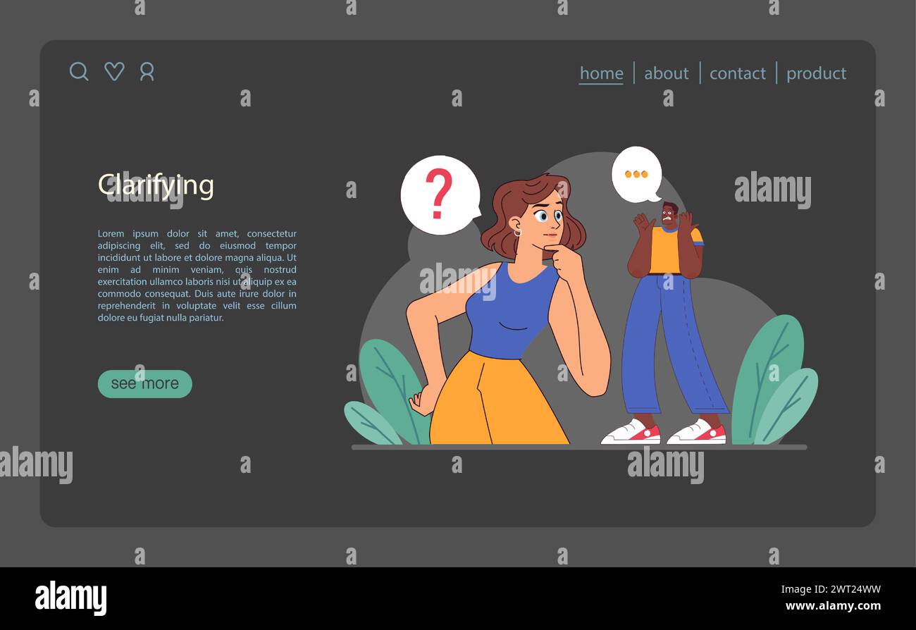 Active listening skill web banner or landing page dark or night mode ...