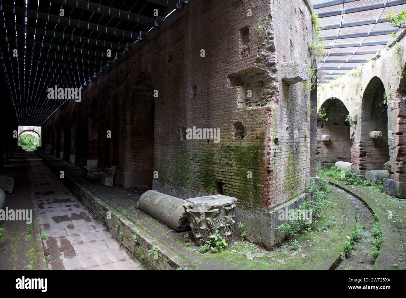 An internal view of the roman amphitheater 'Campano', originally built in the ancient city of Capua, between Rome and Naples Stock Photo