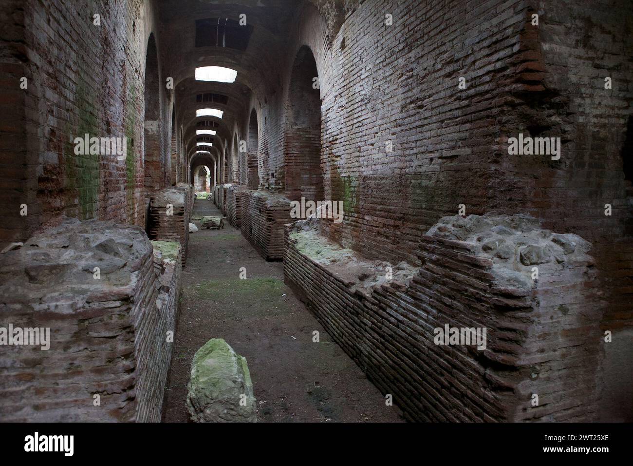 An internal view of the roman amphitheater 'Campano', originally built in the ancient city of Capua, between Rome and Naples Stock Photo