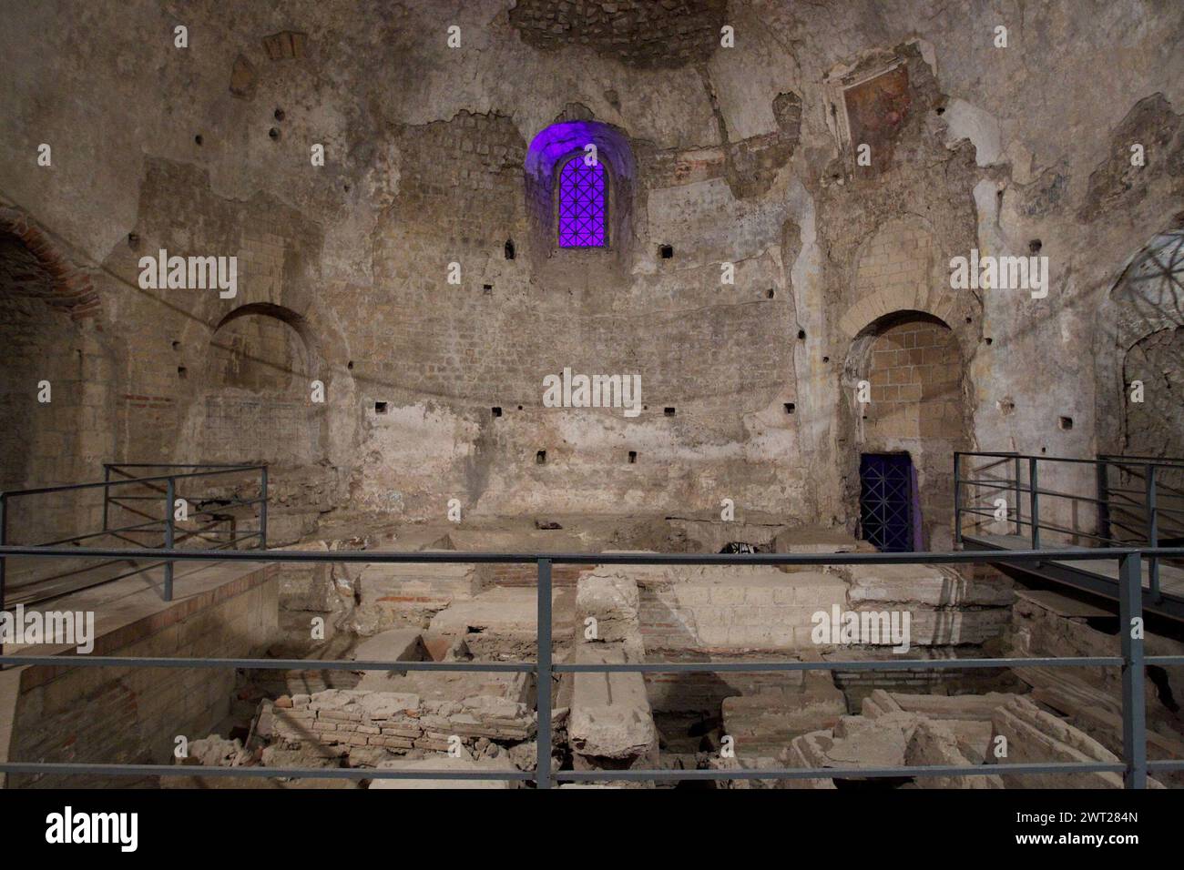 An internal view of the Paleochristian Basilicas at Cimitile Stock Photo