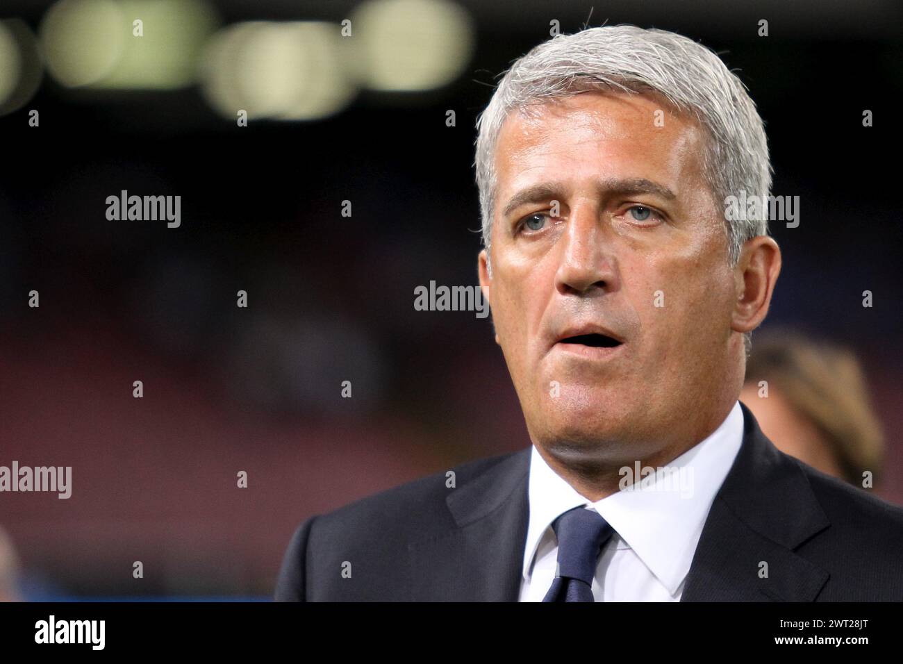 Coach Vladimir Petkovic during a football match, at San Paolo stadium, between Napoli and Lazio Stock Photo
