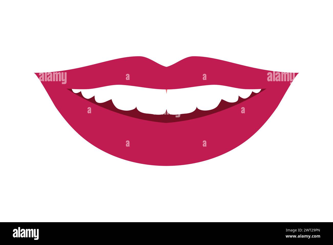 Smiling woman lips with teeth. Female smile. Vector illustration Stock Vector