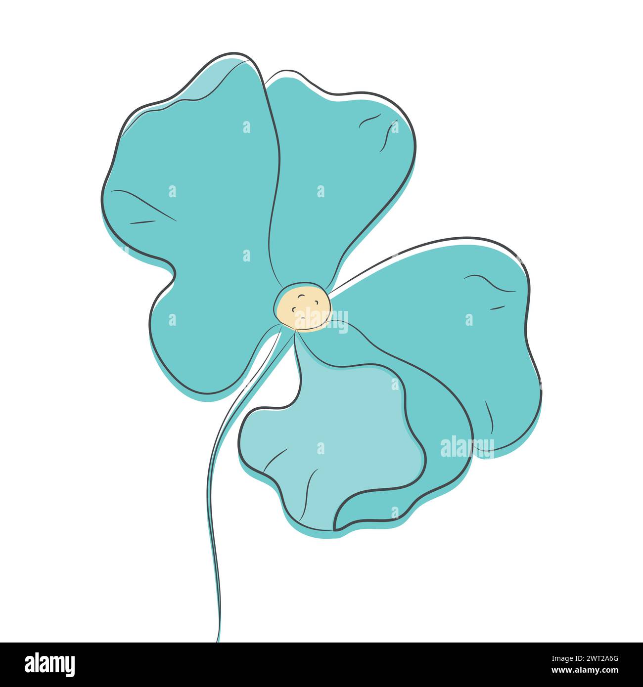 Flower outline. Beautiful flower line vector illustration Stock Vector
