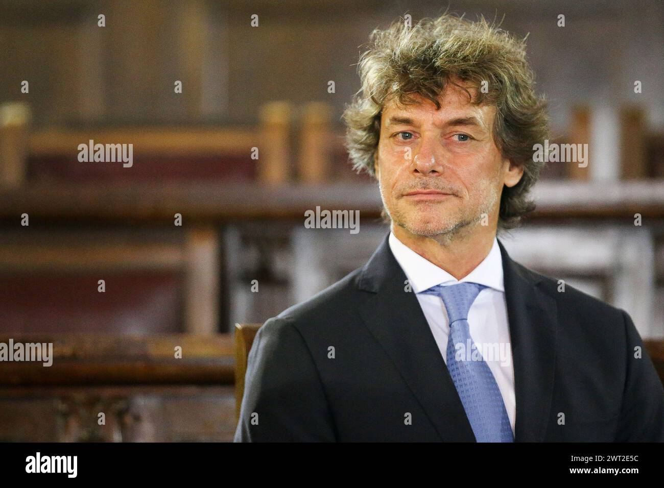 The Italian television host and scientific communicator, Alberto Angela, during the ceremony for the conferment of honorary citizenship of Naples Stock Photo