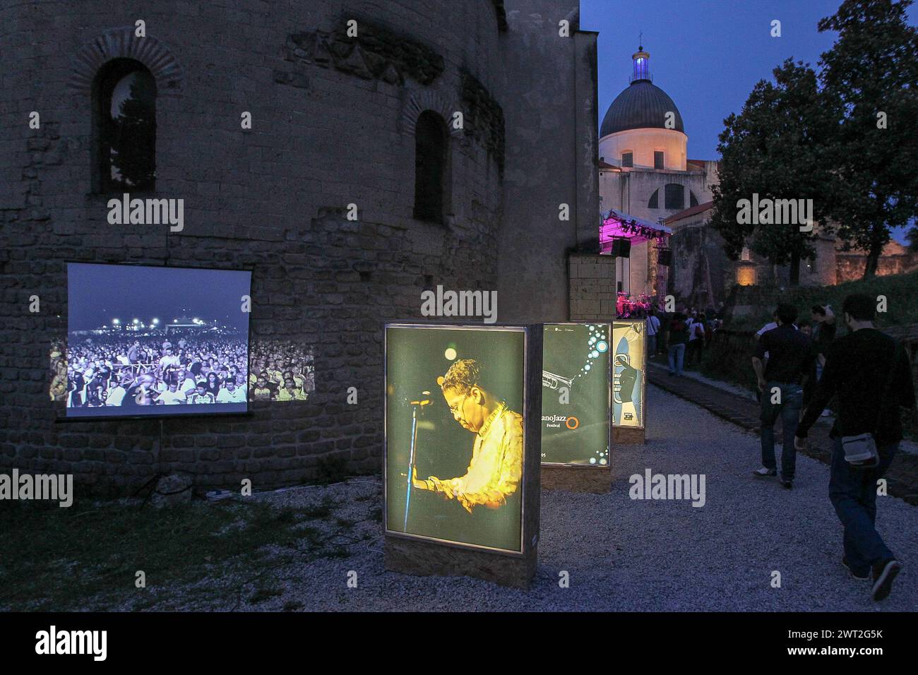 The entrance of Pomigliano Jazz Festival in the site of the paleochristian basilicas in Cimitile Stock Photo