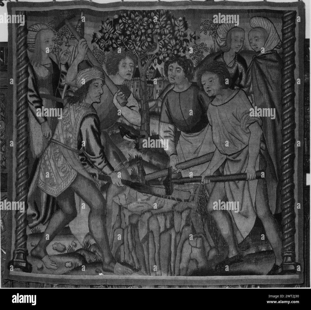 Village forge. unknown c. 1525 Tapestry Dimensions: H 4'5.2" x W 4'10