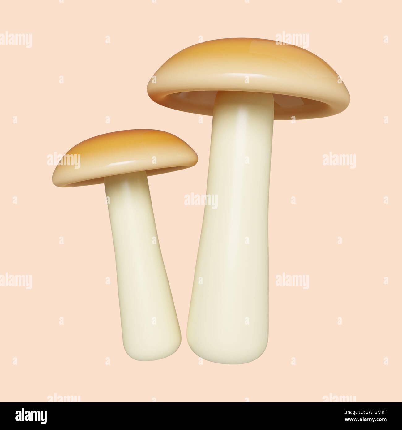 3d Autumn mushroom. Golden fall. Season decoration. icon isolated on gray background. 3d rendering illustration. Clipping path. Stock Photo