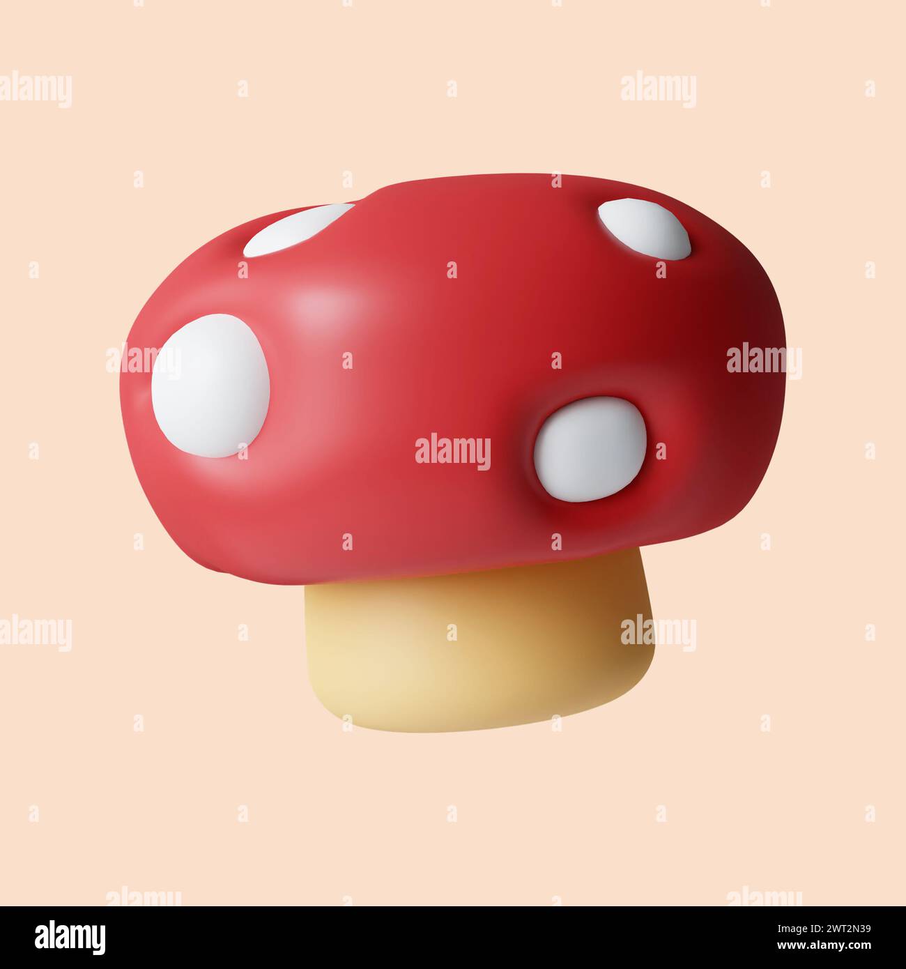 3d Autumn mushroom. Golden fall. Season decoration. icon isolated on gray background. 3d rendering illustration. Clipping path. Stock Photo