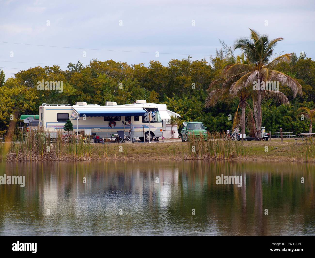 Pine Island, Florida, United States - October 09, 2012: Motorhome in the campground of the Pine Island KOA (Kampgrounds of America). Stock Photo