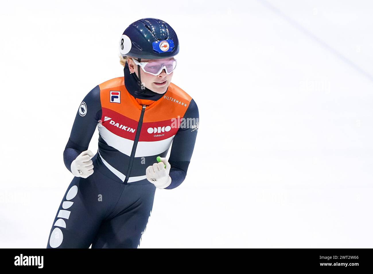 Rotterdam, Netherlands. 15th Mar, 2024. ROTTERDAM, NETHERLANDS - MARCH 15: Xandra Velzeboer of The Netherlands competing on the Men's 1500m Preliminaries during the ISU World Short Track Championships 2024 at Ahoy on March 15, 2024 in Rotterdam, Netherlands. (Photo by Andre Weening/Orange Pictures) Credit: Orange Pics BV/Alamy Live News Stock Photo