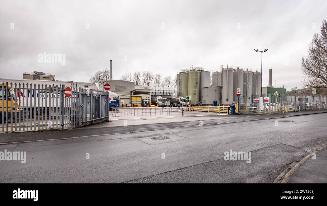 Arla Foods Creamery, Sowarh Field Industrial Estate,Settle,BD24 9AE a milk processing site in Yorkshire (which is a cooperative). Stock Photo