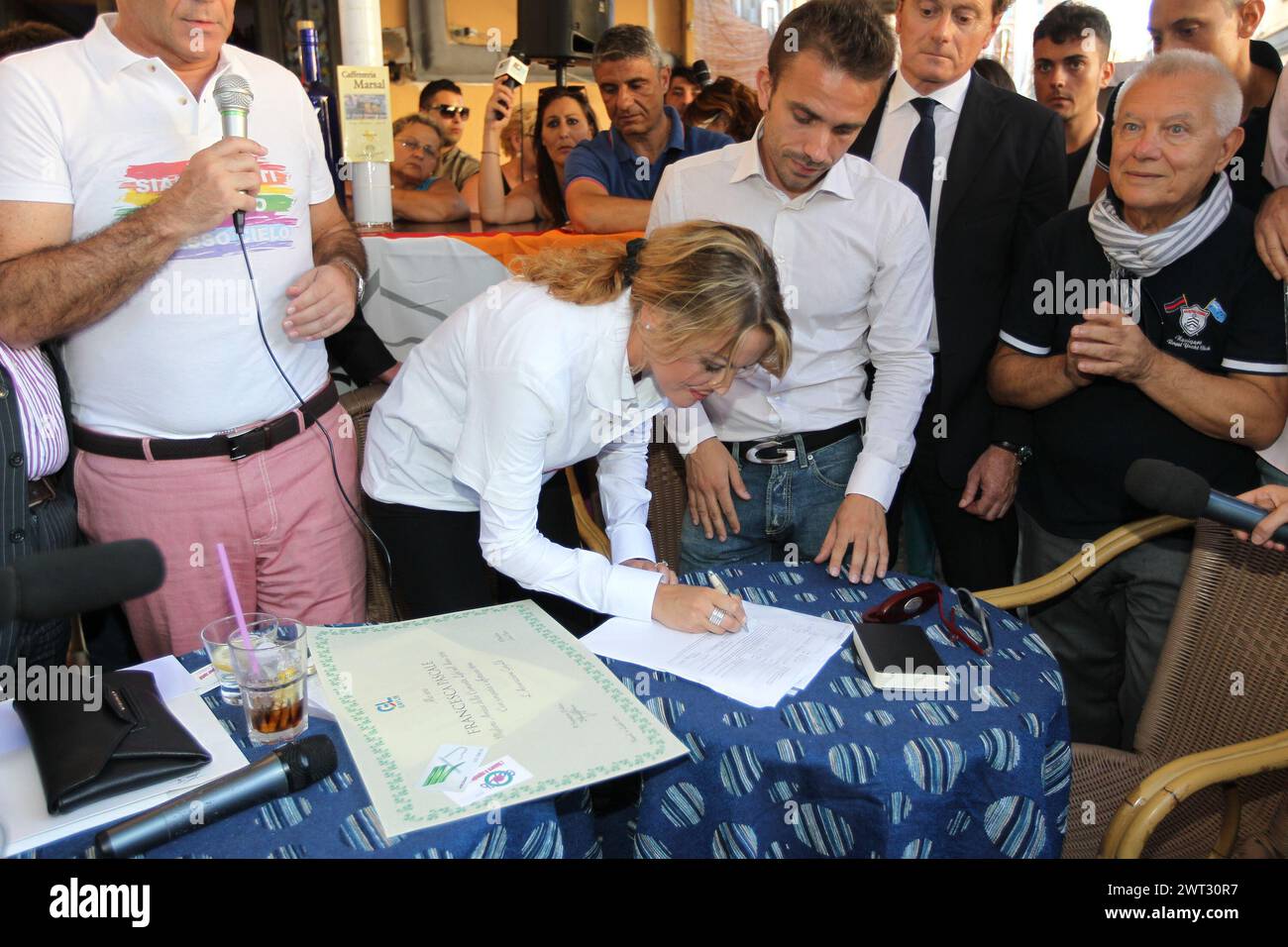 Francesca Pascale signature signing up ArciGay of Naples Stock Photo