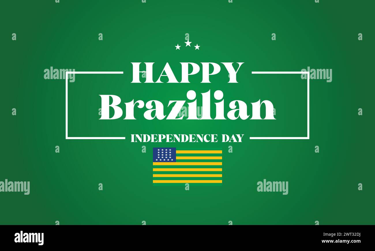 Happy Brazilian Day amazing text with flag illustration design Stock Vector